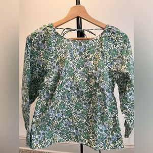 Tie-back stretch cotton poplin-blend top in fête floral by J.Crew